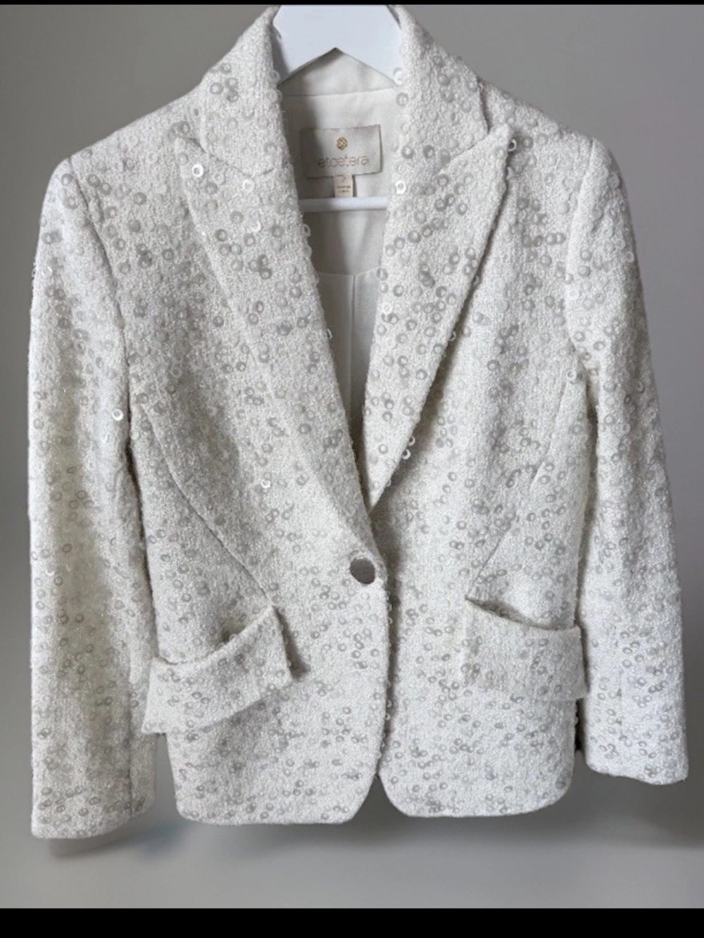 Etcetera Ladies Ivory Blazer Sequins Size 2 Jacket Cocktail Formal